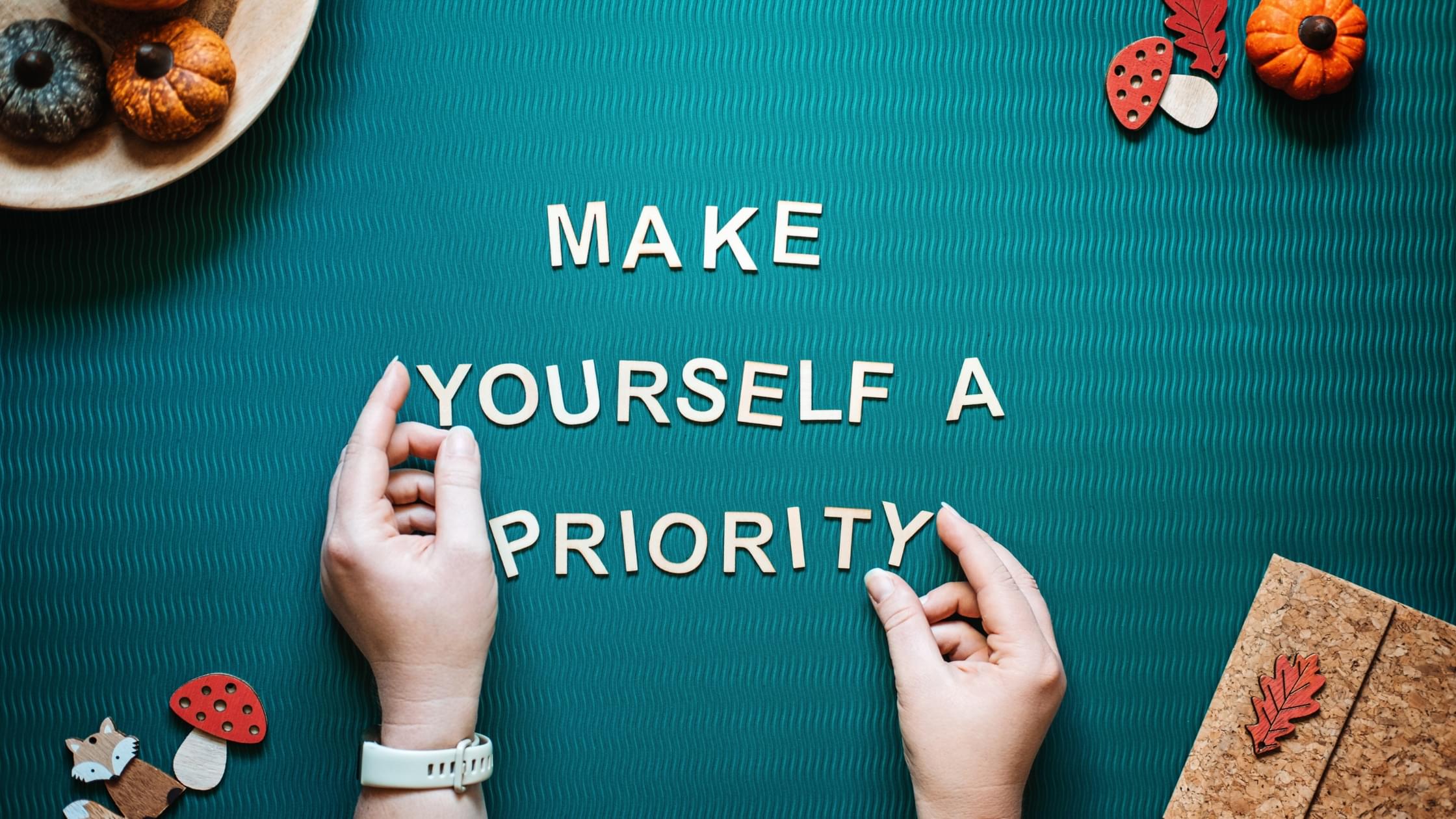 Graphic with the message "Make Yourself a Priority," encouraging caregivers to prioritize self-care and overall well-being.